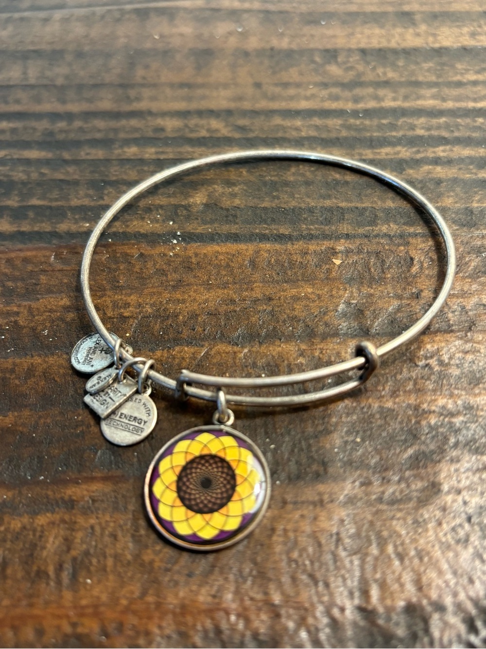 Alex and Ani Silver Sunflower Charm Bracelet